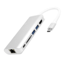 Fast Asia Adapter-konvertor TIP C na HDMI+2xUSB 3.0+SD+TIP C+RJ45 ( 496 )