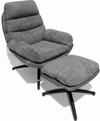 Fotelja+tabure Elegance Siva/Crne noge ( 775-164 )