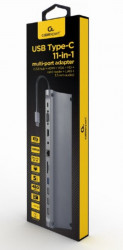 Gembird A-CM-COMBO11-01 USB Type-C 11-in-1 multi adapter USB hub+HDMI+VGA+PD+card reader+LAN+3,5mm - Img 2
