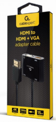 Gembird A-HDMIM-HDMIFVGAF-01 HDMI male to HDMI female + VGA female + audio adapter cable, black - Img 2