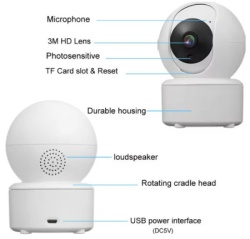 Gembird CAM-IP3MP-Q7 kamera 3 mpix microSD iCSee xmeye pro app Two-way voice PTZ 3,6mm-3