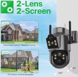 Gembird CAM-IP4MP-TQ7 GMB kamera 4MP(2mp+2mp) H.265 EU Solar Camera, 2 Inch, ICSEE App, 2.8mm, IP66-4