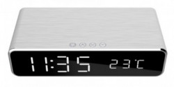Gembird digitalni sat + alarm sa bezicnim punjenjem telefona, Silver DAC-WPC-01-S - Img 2