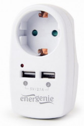 Gembird EG-ACU2-02 2-portni USB punjac sa prolaznom AC uticnicom, 2,1 A, bela (359) - Img 1