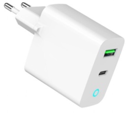  Gembird ta-uc-pdqc20l-w-01 punjac 20w, 2-port (usb-a+usb-c) led, white-2