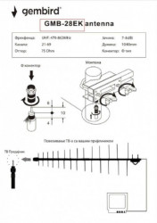 GMB-28EK **Gembird Antena Loga UHF sa F konektorom 28 elemenata, dužina 104cm, dobit 9dB alumini.696 - Img 2