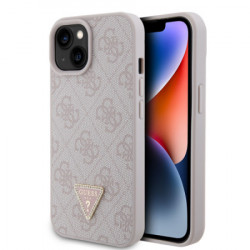 Gues maska za iPhone 15 leather 4G triangle strass pink ( GUHCP15SP4TDPP ) - Img 1