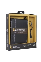 Guiness Gift box: novčanik muški kožni 120x90x20 mm i kožni privezak GS01 crna ( 16NMBGS01B )