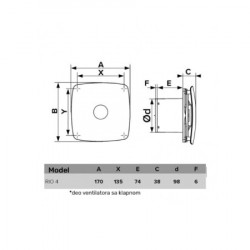 Izduvni ventilator 100mm ( RIO4/CRNI ) - Img 2