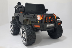 Jeep 2 sa kožnim sedištem i mekim gumama 4x4 pogon + mod za ljuljanje - Crni