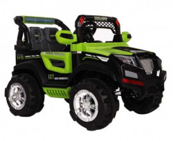 Jeep Police na akumulator sa kožnim sedištima - Zeleni