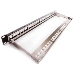 Keline 1U Patch panel 24-p metalni sa držacem kablova prazan ( Kep-empty-s )