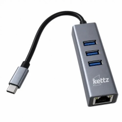 Kettz type c hub 4 in 1 kt-uc41 rj45 gigabit lan + 3*usb ( 101-95 )