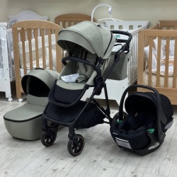 Kikka Boo Kolica Thea 3in1 premium set sa autosedištem I-Xtend I-size i tvrdom korpom Army Green ( KKB20136 XTSET )