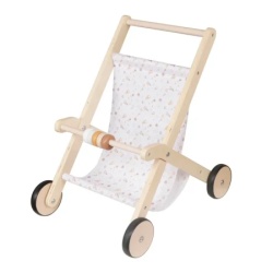 Kinder home Dečija drvena kolica za lutke sa mekom tekstilnom korpom, prirodno drvo ( W16E331B )