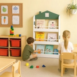 Kinder Home Dečija polica za knjige i igračke – kuća, 3 police, drvo ( JVTR-3478 )-5