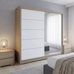 Klizni plakar Cameron III Sonoma/Belo sa ogledalom 1500X2000X580 ( 830-215 )