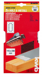 KWB samolepljivi brusni papir za drvo - metal, 115 x 230 mm, GR 80, 5 kom ( KWB 49818908 )