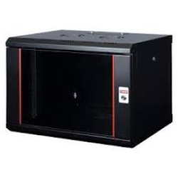 Lande Nazidni ormar 6U dim.600x450mm ,staklena vrata,crni,100kg FP ( Ln-wb-06u6045-bl-f )