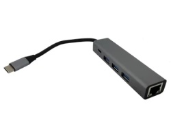 Linkom Adapter konverter USB Tip C-3xUSB 3.0+RJ45 -2