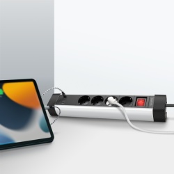 Logilink produžni kabl 4 mesta, 1 x USB A, 1 x USB C,  prekidač, stalak, 1.5m, aluminium ( 5511 )-4