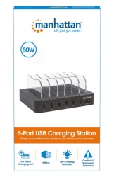 Manhattan 102254 5V/2.4V/50W/držač za telefon Crni USB punjač 6-port -3