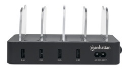 Manhattan 102261 5V/2.4V/34W/držač za telefon Crni USB punjač 4-port -2