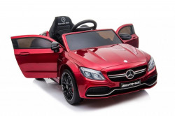 Mercedes C63 AMG Licencirani auto za decu na akumulator sa kožnim sedištem i mekim gumama - Crveni - Img 6