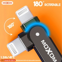Moxom Usb data kabal mx-cb210 180 rotation 3a lightning 1.2m crni ( U2064 )-4