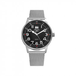 Muški adriatica aviation crni srebrni sportsko elegantni ručni sat sa srebrnim pancir kaišem ( a1065.5124q ) - Img 1
