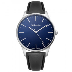 Muški adriatica vintage plavi srebrni elegantni ručni sat sa crnim kožnim kaišem ( a1286.5215q ) - Img 4