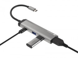 Natec Fower slim USB Type-C 3-in-1 Multi-port adapter (USB3.0 Hub + HDMI + PD), Max. 100W output, grey ( NMP-1984 )  - Img 2