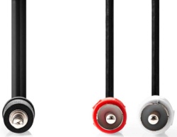Nedis CAGB22200BK100, Stereo audio kabl, 3,5 mm muški, 2x RCA muški, Niklovani, 10,0 m, Crni