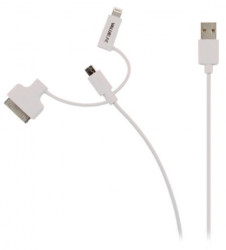 Nedis VLMP39410W1.00 3 u 1 sync and charge cable USB-A male - micro B male 1.00 m white + 30-Pin doc - Img 1