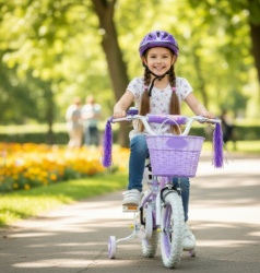 Nina Rose Bicikl 12" za devojčice model 722-12 sa pomoćnim točkovima - Ljubičasti