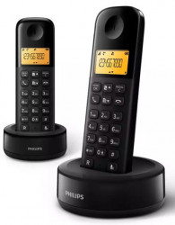 Philips D160 Black Fiksni bezicni telefon sa dve slusalice DUO Ekran 1.6inc - Img 1
