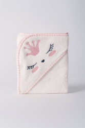 Ready Peškir sa kapuljačom 100x100cm - Belo - Roze