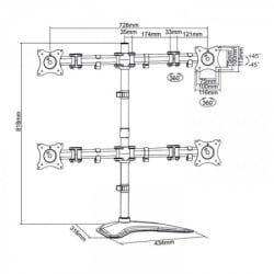 S BOX LCD-F048 stoni nosač za 4 monitora Zglobni, Stoni, 8 kg, Do 27"-2