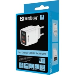 Sandberg 2u1 441-52 1xUSB/1xUSB-C 35W Kućni punjač -3