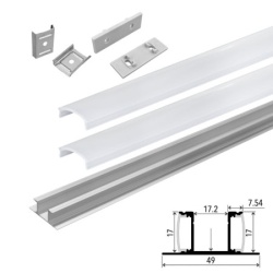 Set aluminijumski zidni profil za dve LED trake 2m 17x49 mm ( LPR-1749/2-SET )