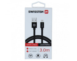 Swissten data kabl tekstil USB na iPhone 3m crni - Img 2