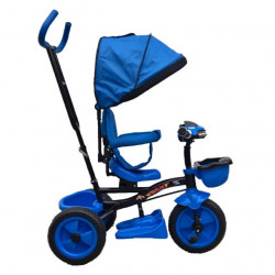 Tricikl 403 za decu sa tendom i mekanim sedištem - plavi - Img 1