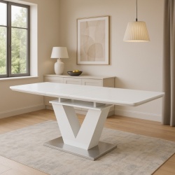 Trpezarijski sto Forge MDF Beli visoki sjaj 1400(1800)x800x750 mm