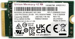 Union memory M.2 256GB SSD NVMe PCIE Gen3 x4 2242 AM521 bilk ( RPJYJ256RDM1QWY )