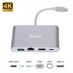 XWave adapter 3.1 type c to HD video port + RJ45+ USB 3.0 port + Type C power delivery port ( Adapter USB 3.1 Tip C M - HDMI+USB 3.0+Tip C+ - Img 3