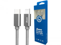 Xwave kabl TIP-C-muški - LIGHTNING(za iPHONE -muški)/dužina 1m/3A/Aluminium /tamno sivi upleteni ( TIP-C za iPhone 1m 3A Al dark grey mesh - Img 2