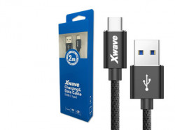 Xwave USB kabl TIP-C/USB 3.0 (tip A-muški) -USB 3.1 (TIP C-muški)/dužina 2m/3A/Aluminium /crni upleteni ( USB TIP-C 2m 3A Al /black mesh ) - Img 2