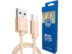 Xwave USB kabl TIP-C/USB 3.0 (tip A-muški)-USB 3.1 (TIP C-muški) /dužina 2m/3A/Aluminium /zlatni upleteni ( USB TIP-C 2m 3A Al /gold mesh ) - Img 2