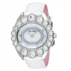 Ženski paris hilton beli srebrni elegantni ručni sat sa belim kožnim kaišem ( ph.13104js/28 ) - Img 1