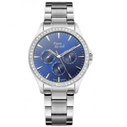 Ženski Pierre Ricaud multifunction swarovski plavi srebrni modni ručni sat sa metalnim kaišem ( p21047.5115qfz ) - Img 1